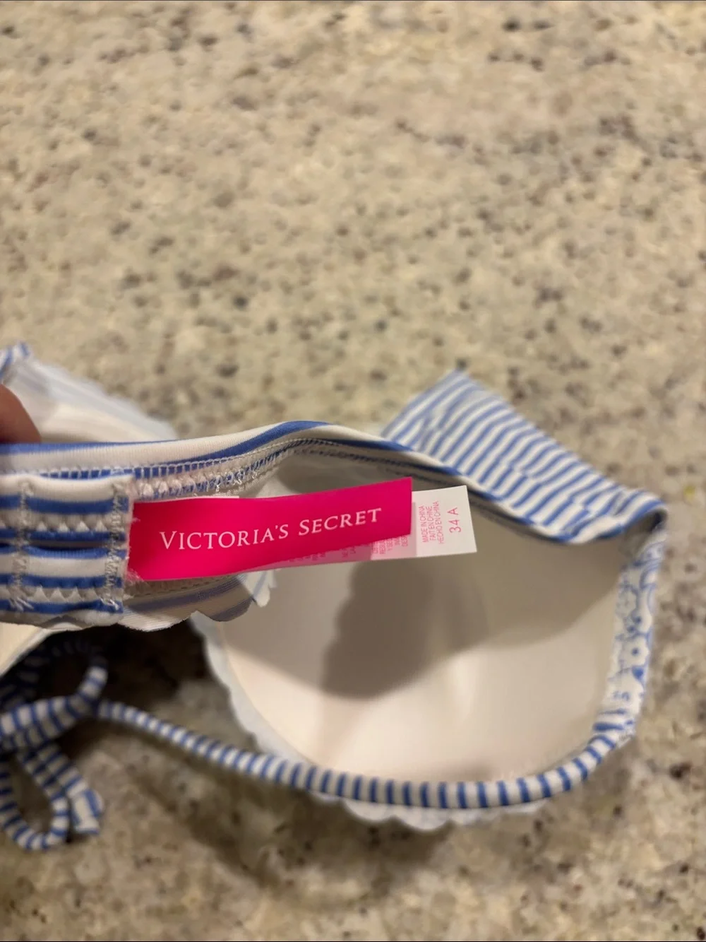 Victoria's Secret Blue and White Printed Bikini Set 3 pcs